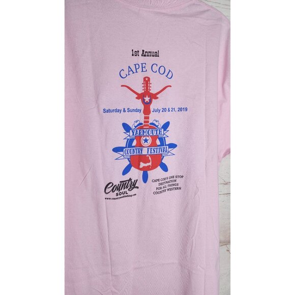 2019 Cape Cod Yarmouth Country Festival Large Pink Crew Neck T-Shirt | Gildan - Picture 11 of 11